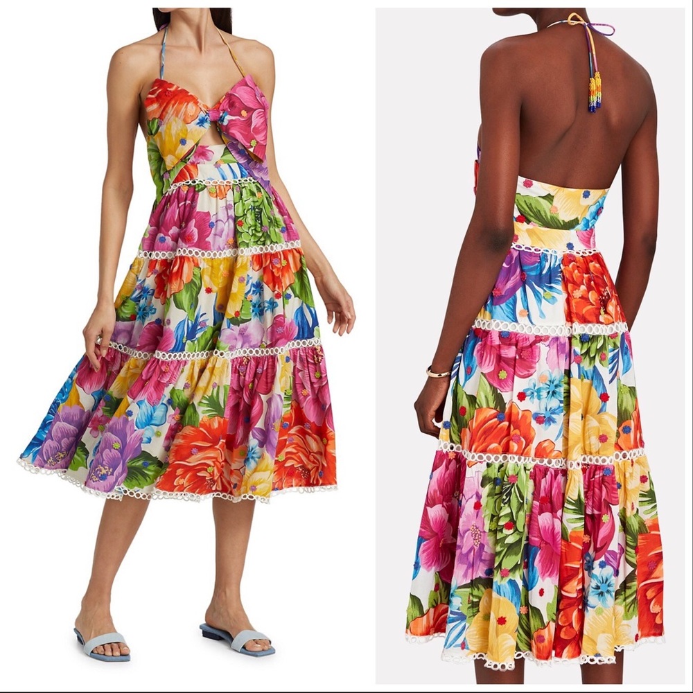 Farm Rio Rainbow Chita midi dress